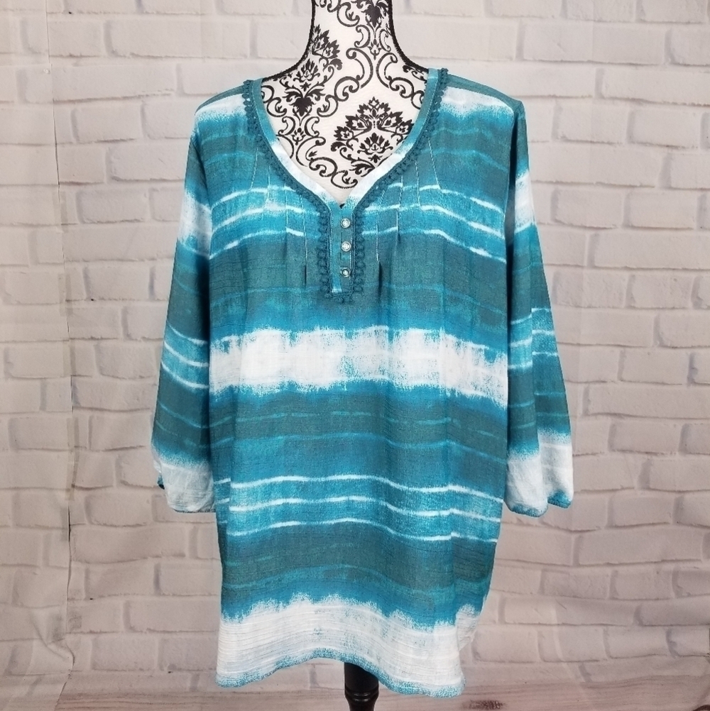 Lee size xl geo print popover long sleeve blouse